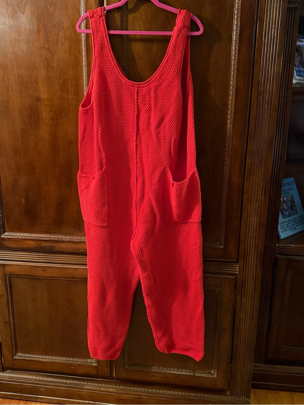 Free People Women’s Red Textured One-Piece Jumpsuit